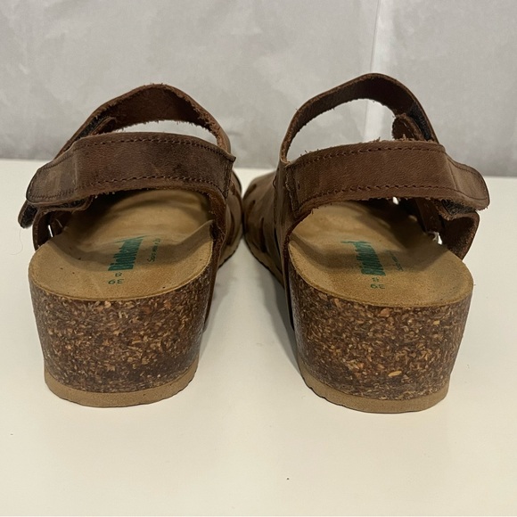 BIONATURA Solo Mary Jane Closed Toe Leather Sandals Cork Heel adjustable Sz 39/8 - Picture 6 of 9